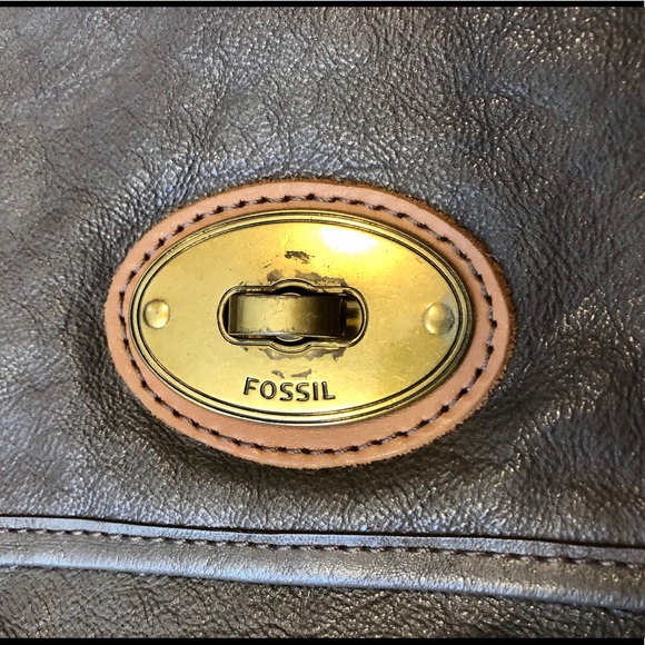 Fossil dark grey leather messenger bag - Picture 7 of 9